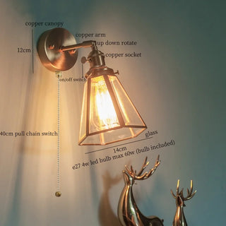 Celako™ Auriton Wall Light | Glass Copper Bedroom Lighting