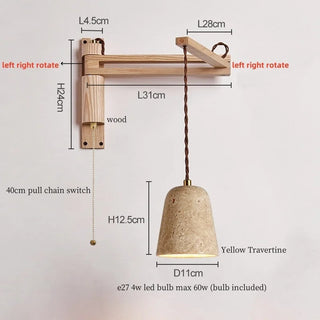 Celako™ Pietroso Wall Light | Wood Stone Contemporary Bedroom Lighting