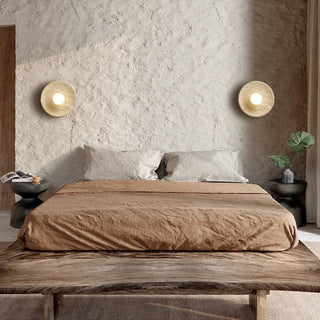 Celako™ Marubi Wall Light | Yellow Travertine Japan Style Bedroom Lighting