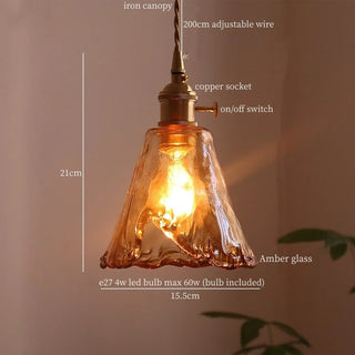 Celako™ Aurevara Pendant Light | Amber Glass Vintage Bedroom Lighting