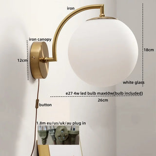 Celako™ Mistra Wall Light | Glass Bedroom Lighting