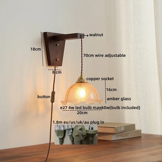 Celako™ Ambara Wall Light | Copper Glass Bedroom Lighting