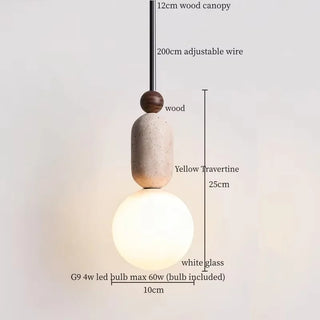 Celako™ Tufano Pendant Light | Yellow Travertine Kitchen Island Lighting