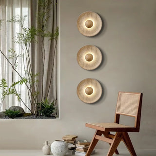 Celako™ Sabiru Wall Light | Yellow Travertine Stone Bedroom Lighting