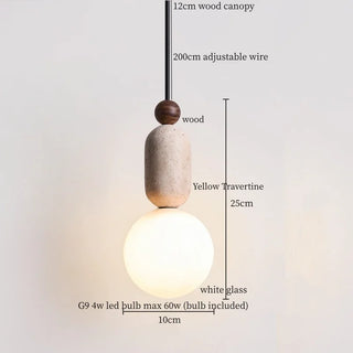 Suspension Celako™ Orbisterra | Éclairage d'îlot de cuisine en travertin jaune