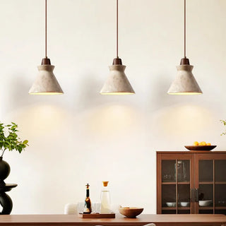 Celako™ Ochera Pendant Light | Wood Yellow Travertine Dining Room Lighting