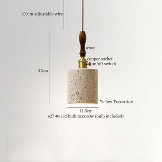Celako™ Flavesco Pendant Light | Yellow Travertine Bedroom Lighting