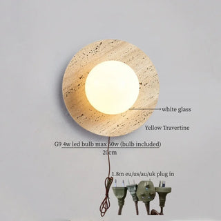 Celako™ Solivra Wall Light | Yellow Travertine Living Room Lighting