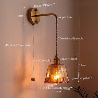 Celako™ Cuvara Wall Light | Glass Copper Bedroom Lighting