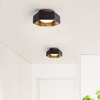 Celako™ Basalith Ceiling Light | Black Travertine Living Room Lighting