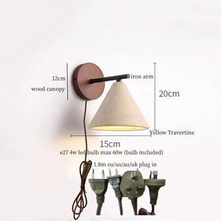 Celako™ Terravera Wall Light | Yellow Travertine Bedroom Lighting