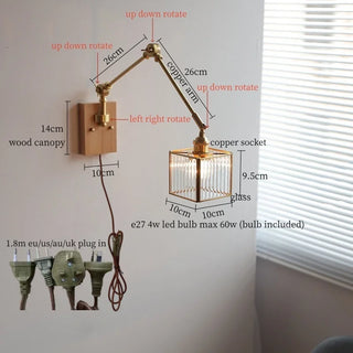 Celako™ Cupreau Wall Light | Copper Glass Bedroom Lighting