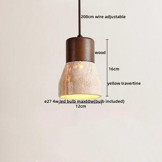 Celako™ Ochera Pendant Light | Wood Yellow Travertine Dining Room Lighting