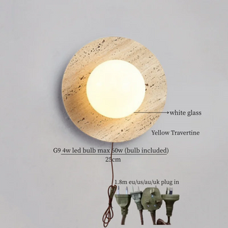 Celako™ Solivra Wall Light | Yellow Travertine Living Room Lighting