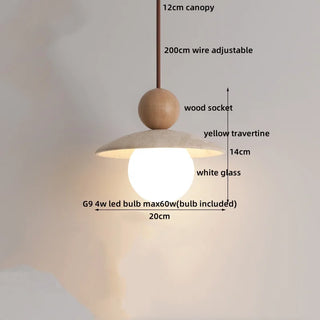 Celako™ Aurimar Pendant Light | Yellow Travertine Stone Bedroom Lighting