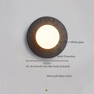 Celako™ Lunetra Wall Light | Black Travertine Living Room Lighting