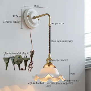 Celako™ Faienza Wall Light | White Ceramic Bedroom Lighting