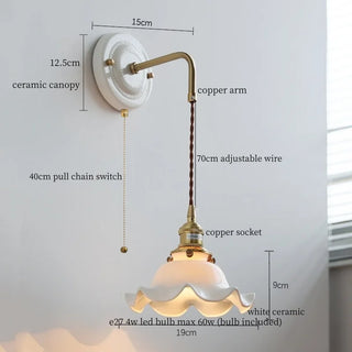 Celako™ Faienza Wall Light | White Ceramic Bedroom Lighting