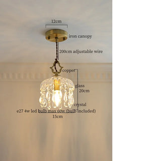 Celako™ Pristal Pendant Light | Copper Glass Crystal Bedroom Lighting