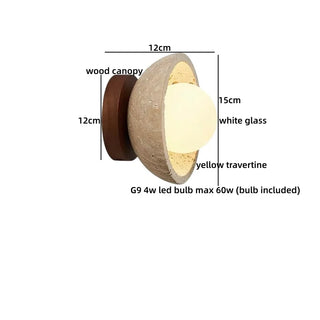 Celako™ Bagliore Wall Light | Yellow Travertine Wabi Sabi Living Room Lighting