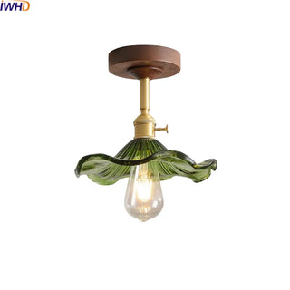 Celako™ Verdin Ceiling Light | Copper Glass Wood Living Room Lighting