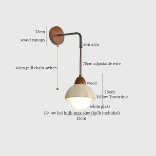 Celako™ Terreluna Wall Light | Yellow Travertine Bedroom Lighting