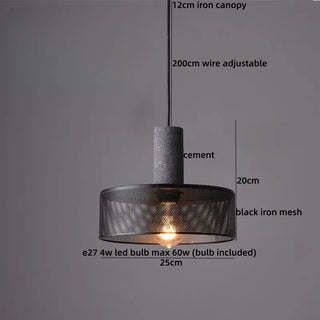 Celako™ Ferovi Pendant Light | Cement Iron Mesh Vintage Loft Bedroom Lighting