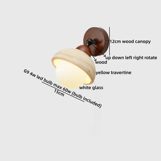 Celako™ Kivora Wall Light | Yellow Travertine Bedroom Lighting