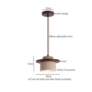 Celako™ Auretone Pendant Light | Yellow Travertine Bedroom Lighting