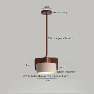 Celako™ Tiburite Pendant Light | Yellow Travertine Bedroom Lighting