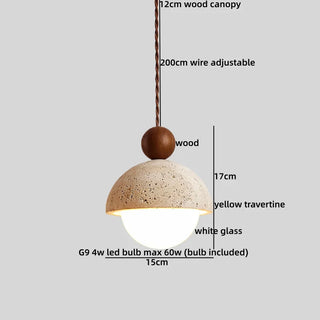 Celako™ Tuvalo Pendant Light | Yellow Travertine Stone Bedroom Lighting