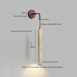 Celako™ Terreluna Wall Light | Yellow Travertine Bedroom Lighting
