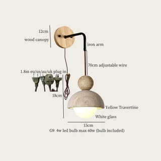 Celako™ Travure Wall Light | Yellow Travertine Japan Style