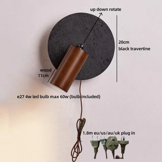 Celako™ Cavato Wall Light | Black Travertine Vintage