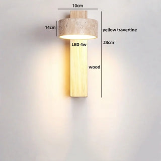 Celako™ Trevera Wall Light | Yellow Travertine Stone Bedroom Lighting