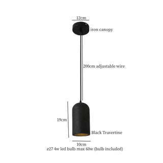 Celako™ Lapidera Pendant Light | Black Travertine Bedroom Lighting