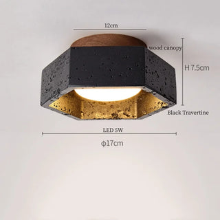 Celako™ Atravine Ceiling Light | Black Travertine Bedroom Lighting