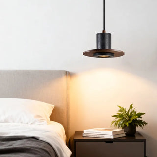 Celako™ Noctra Pendant Light | Black Travertine Wabi Sabi Bedroom Lighting