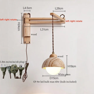 Celako™ Pietroso Wall Light | Wood Stone Contemporary Bedroom Lighting