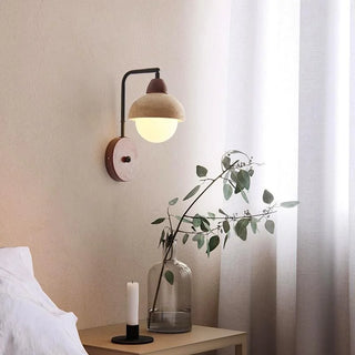 Celako™ Calizio Wall Light | Yellow Travertine Stone Glass Bedroom Lighting