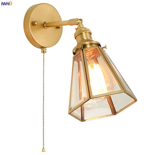 Celako™ Hexara Wall Light | Copper Glass Bedroom Lighting