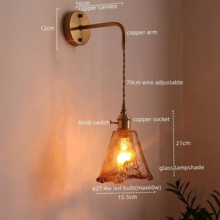 Celako™ Ambreo Wall Light | Amber Glass Bedroom Lighting