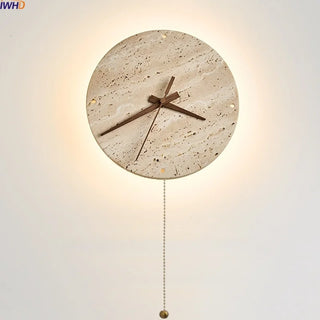 Celako™ Solvane Wall Light | Yellow Travertine Stone Wooden Pointer Living Room