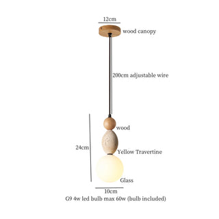 Suspension Auriolith Celako™ | Luminaire de chambre en travertin jaune