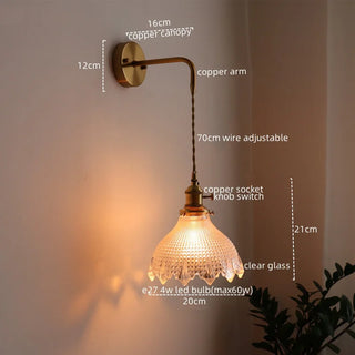 Celako™ Vitrume Wall Light | Copper Glass Bedroom Lighting