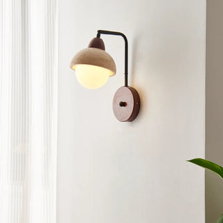 Celako™ Calizio Wall Light | Yellow Travertine Stone Glass Bedroom Lighting