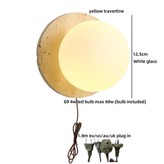 Celako™ Travert Wall Light | Travertine Bedside Lighting