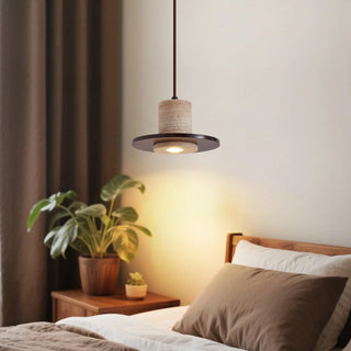 Celako™ Terralith Pendant Light | Yellow Travertine Dining Room Lighting