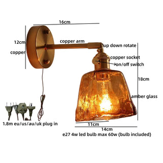Celako™ Kiyoro Wall Light | Copper Glass Bedroom Lighting