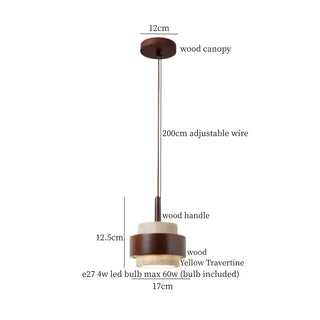 Suspension Celako™ Lucatrine | Luminaire de salle à manger en travertin jaune